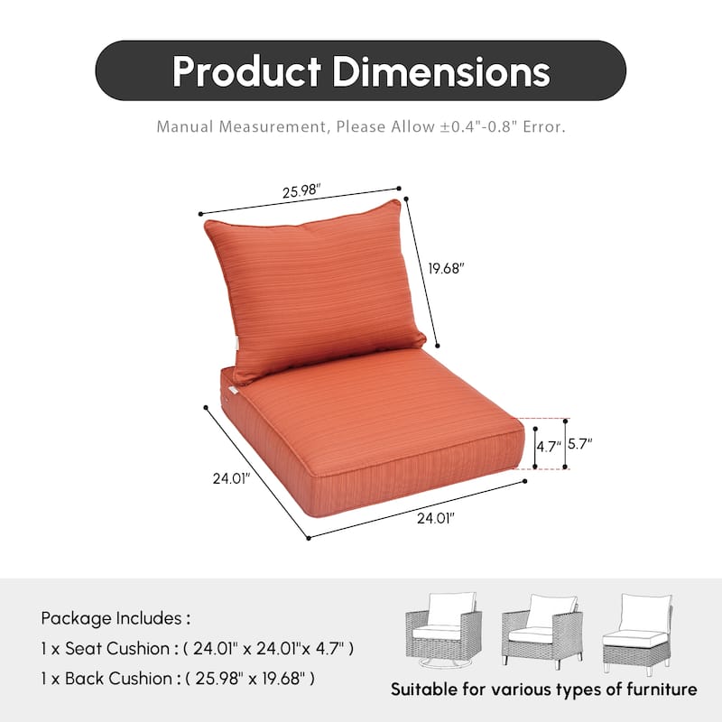 XIZZI Outdoor Seat Back Cushion Set Plush Comfort for Patio Furniture