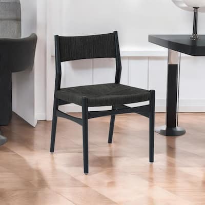 HomeRoots Six Piece Brown and Black Round Dining Set with Four Chairs and Sideboard