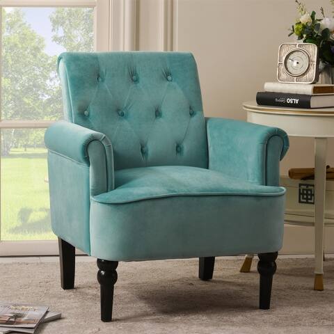 Elegant Button Tufted Club Chair,Living Room Accent Armchairs Roll Arm