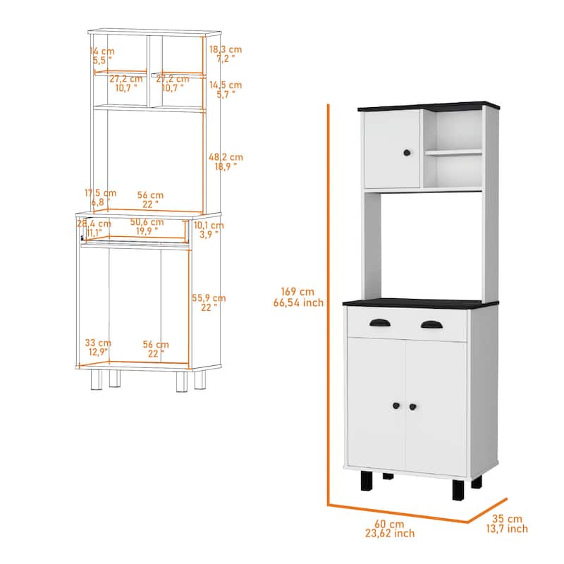Emily White and Wengue 1-Drawer Kitchen Pantry