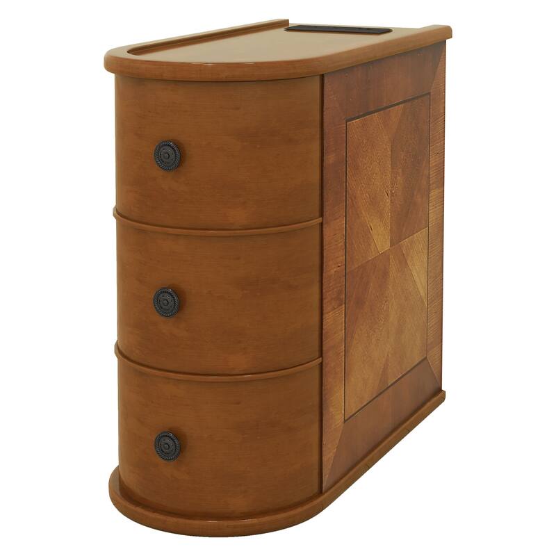 End Table with Charging Station, Sofa Side Table with Drawers, No Assembly Required