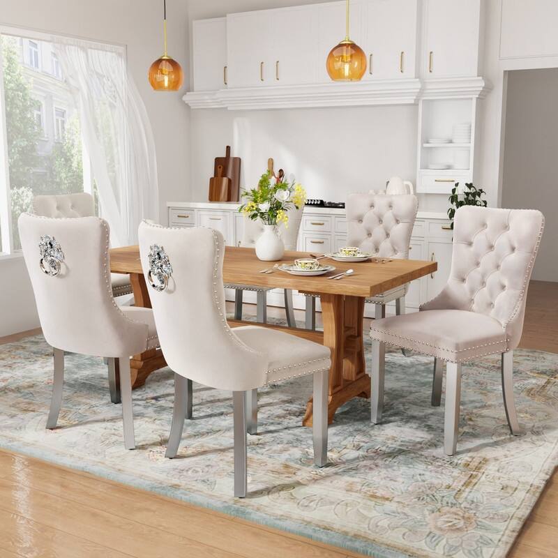 Tufted Naliheads Solid Wood Upholstered Dining Chairs (Set of 2)