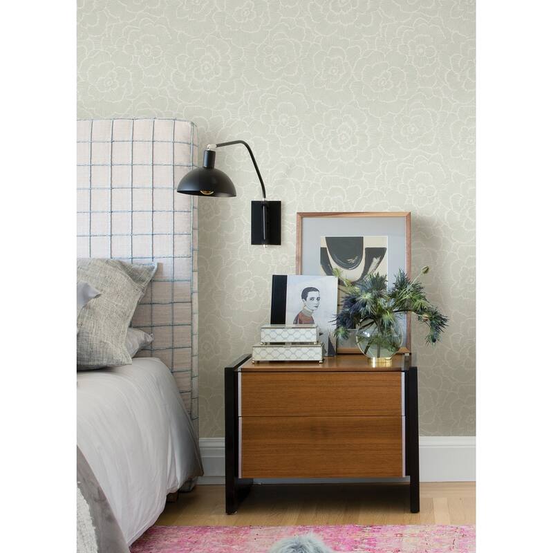 A-Street Prints Periwinkle Light Green Textured Floral Wallpaper