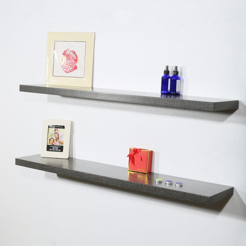 Davee Set of 2 Black Oak Floating Shelves--47.25 *9.25 *1.5 inches - 47.25 *9.25 *1.5 inches - Black Oak - 47.25 *9.25 *1.5 inches