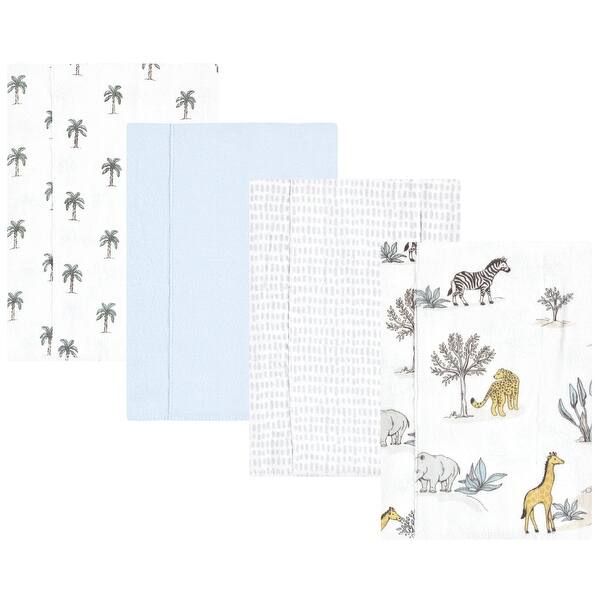slide 1 of 1, Hudson Baby Infant Boy Cotton Flannel Burp Cloths, Boy Safari World 4-Pack, One Size - Boy Safari World 4-Pack - One Size One Size - Boy Safari World 4-Pack