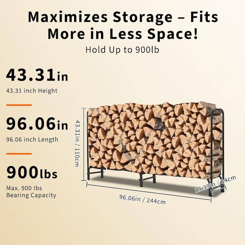 Firewood Rack Storage Cover Set for Patio Outdoor Use Backyard with Waterproof Cover