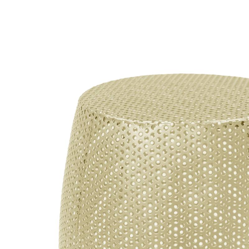 Golden Drum Side Table Openwork Design Accent Table Small End Table