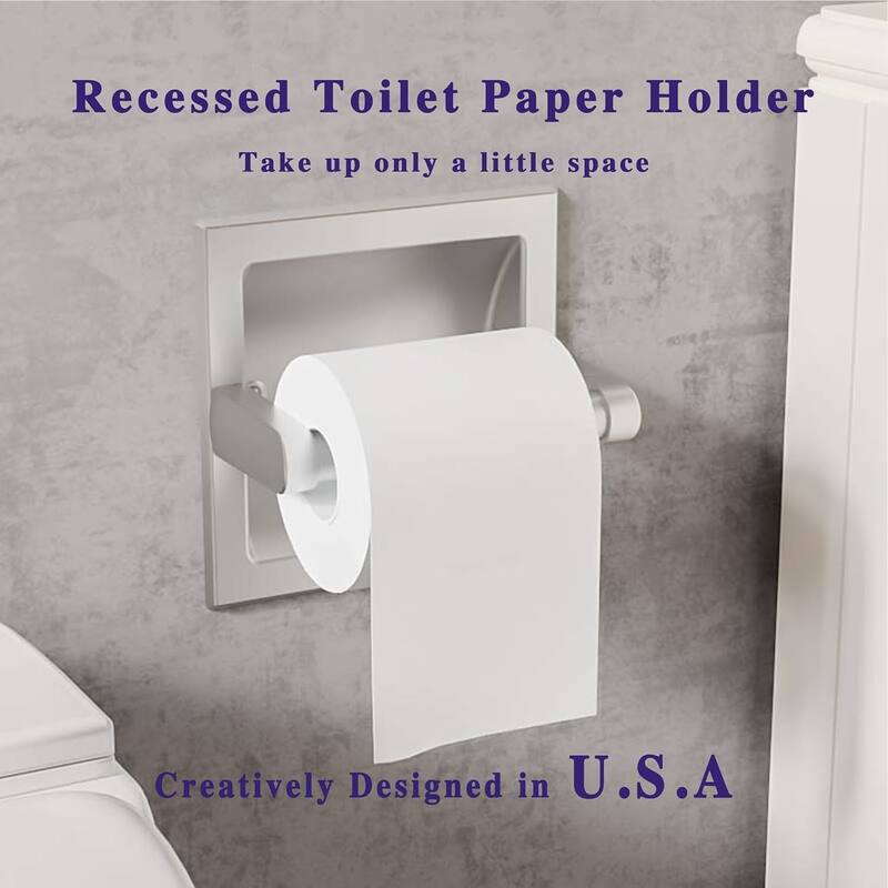 Embedded toilet paper holder, modern hotel style rotating wall mounted toilet paper holder