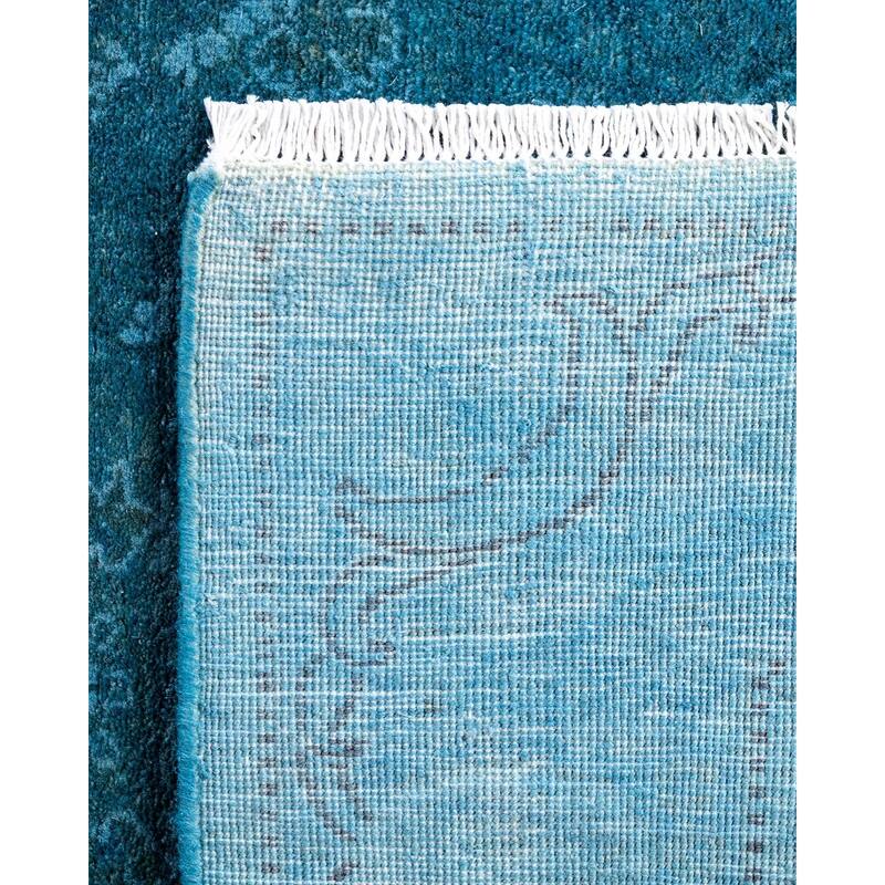 Fine Vibrance One-of-a-Kind Hand-Knotted Runner Rug - Blue, 2' 9" x 12' 4" - 2' 9" x 12' 4"