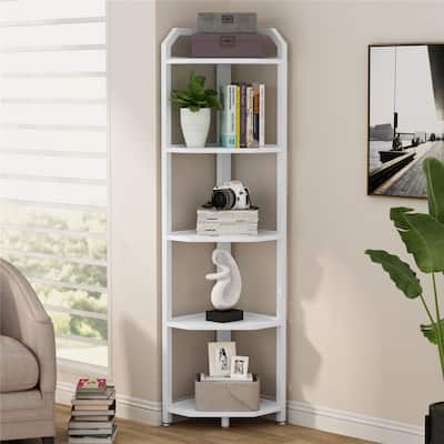 Corner Shelf, 5 Tier Bookshelves Bookcase Ladder Shelf