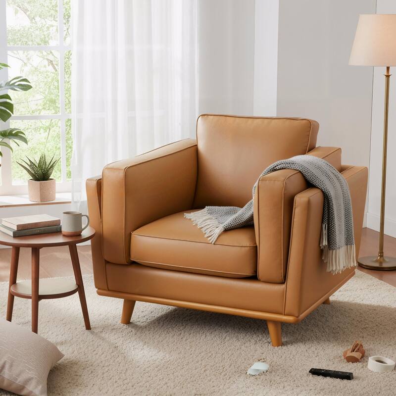 MCombo Napa Leather Couch, Leather Sofa -  Cognac Tan - Chair