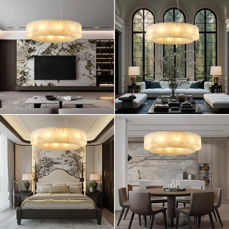 KAYLA D30in Modern Marble Dining Room Chandeliers - Glod