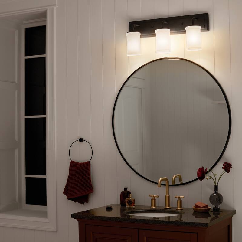 Kichler Lighting Vetivene 24 inch 3-Light Vanity Light Textured Black with Opal Glass