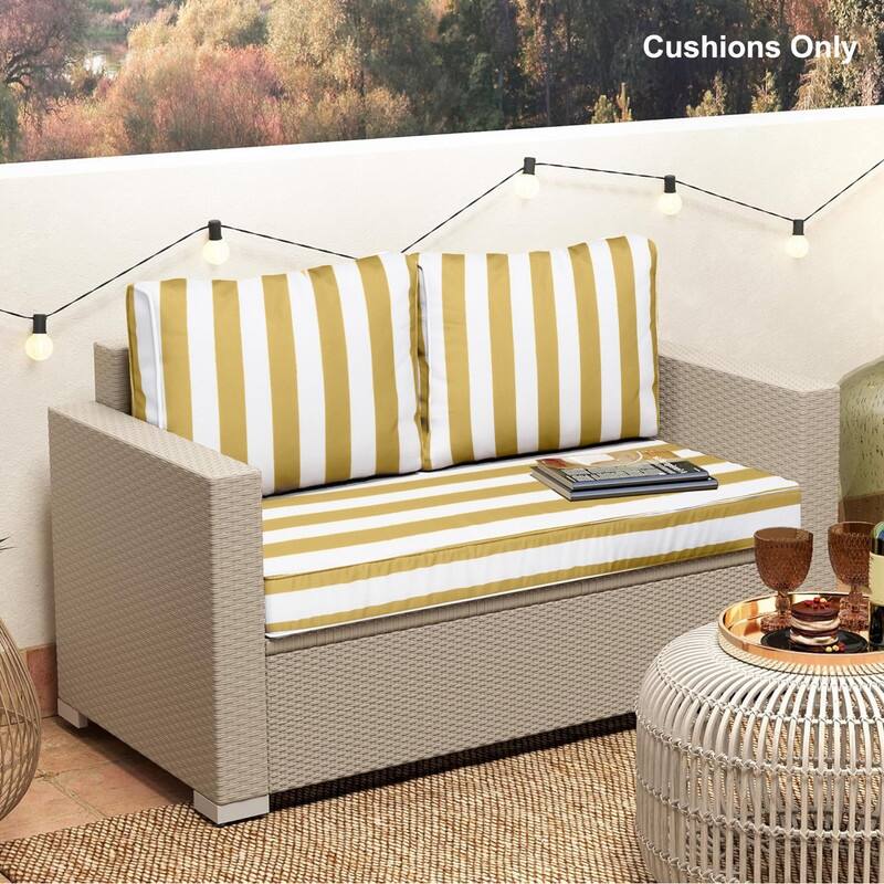 Outdoor Loveseat Cushion Set (Set of 1 Seats,48x24in, 2 Backs,24x18in )