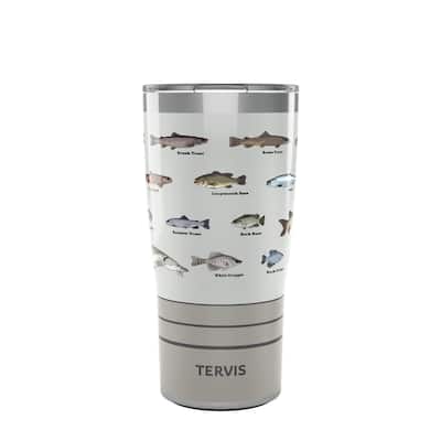 Tervis Traveler Fishing Here Fishy Fishy Triple Walled Insulated Travel Tumbler, Stainless Steel