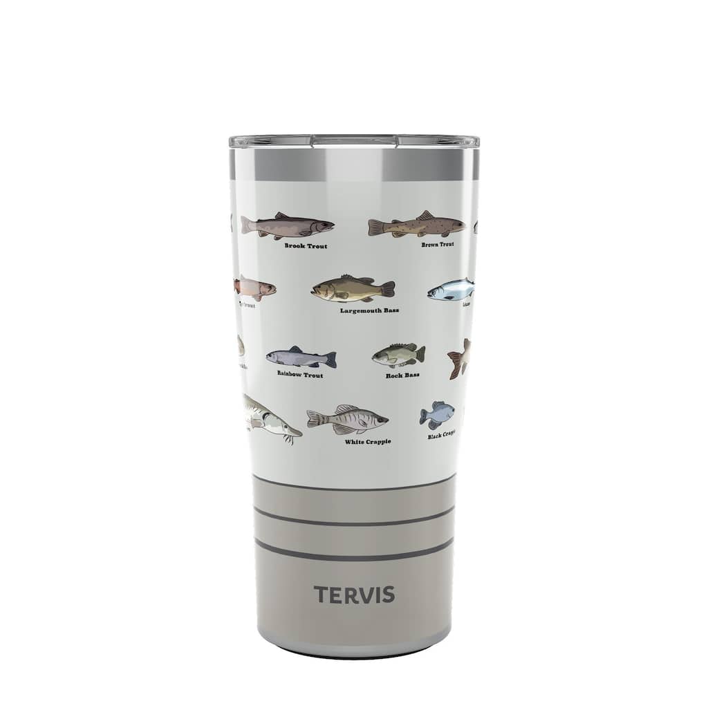 Tervis Traveler Fishing Here Fishy Fishy Triple Walled Insulated Travel Tumbler, Stainless Steel