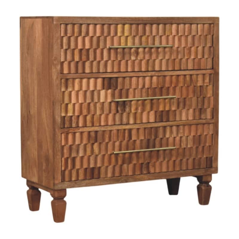 Artisan Furniture Solid Wood Arno Chest – Teak, Beige,3-Drawers