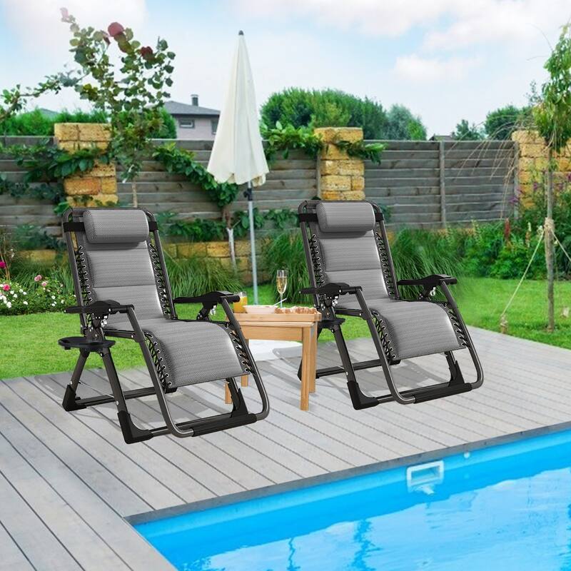 DoCred Ice Silk Zero Gravity Chair with Headrest, Folding Lounge Chair