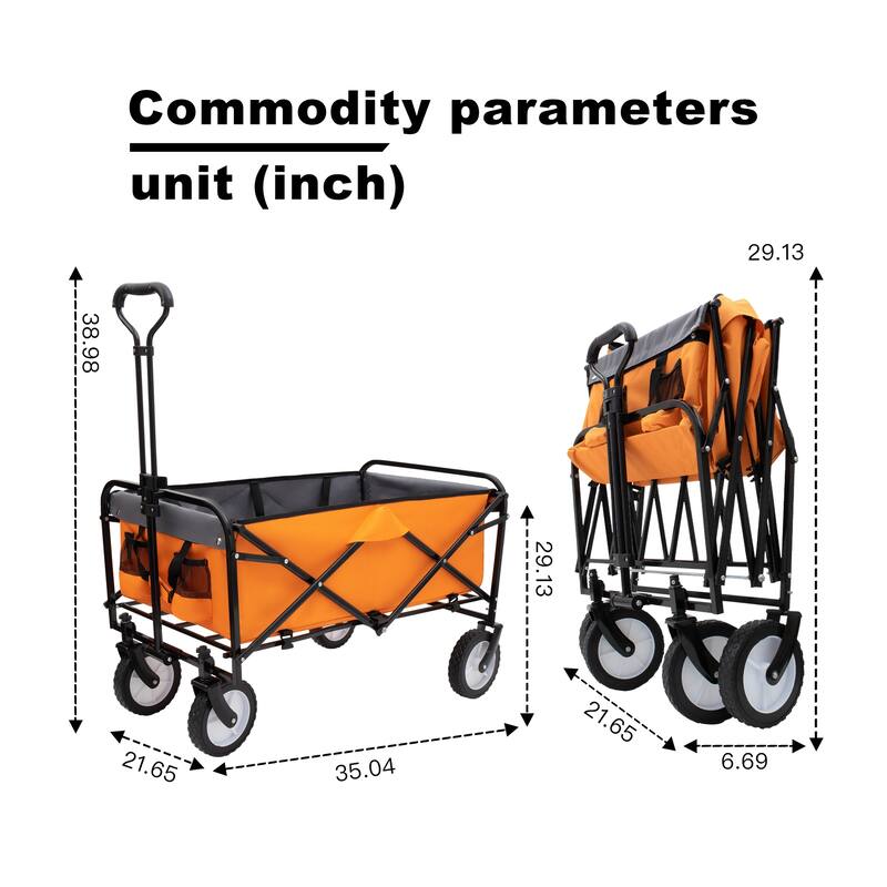 Foldable Wagon Cart with Straps & All-Terrain Wheels, 360lb Capacity