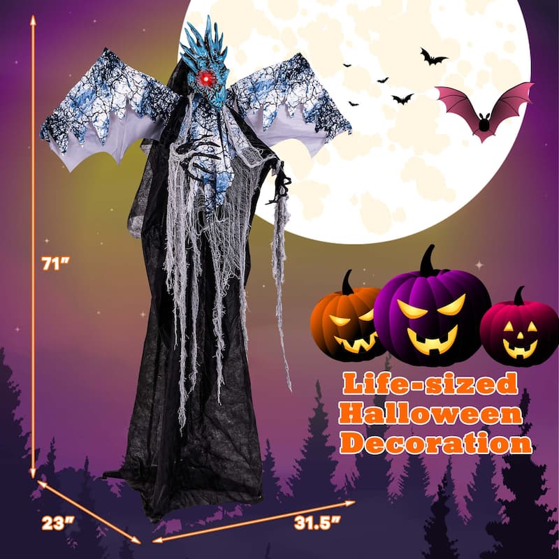 Costway 6ft Halloween Animatronic Decoration Animated Dragon with - See Details