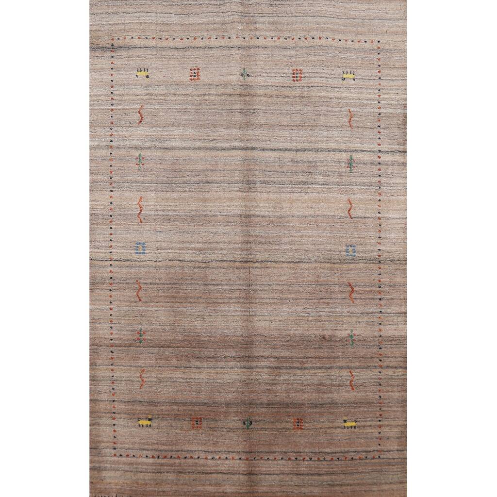Tribal Gabbeh Indian Rug Hand-Knotted Multi-Color Wool Carpet - 3'10" x 5'8"