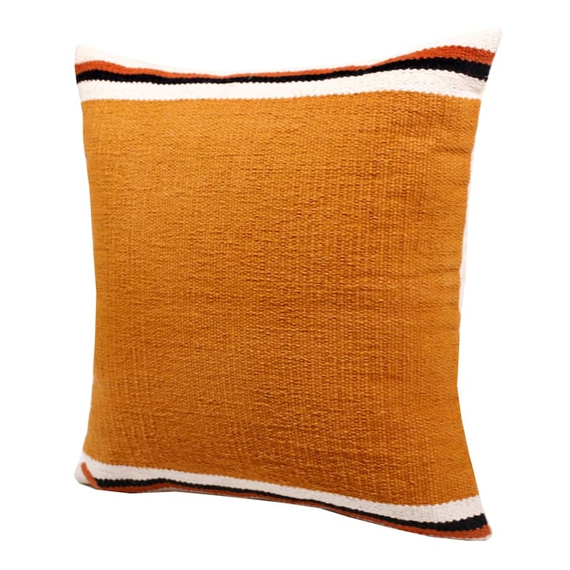 Handwoven Striped Cotton Throw Pillow Cover - 20" - Orange and White