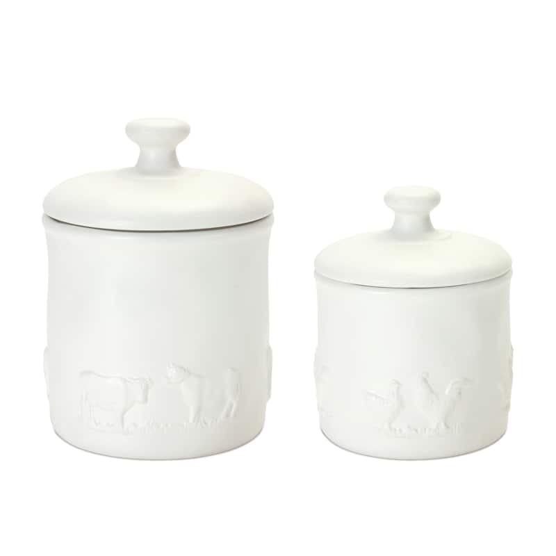 Ceramic Farm Animal Canister (Set of 2)