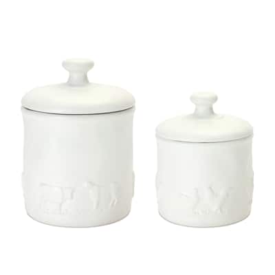 Ceramic Farm Animal Canister (Set of 2)