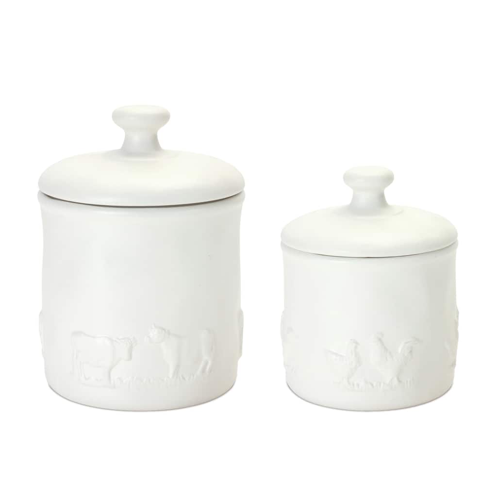 Ceramic Farm Animal Canister (Set of 2)