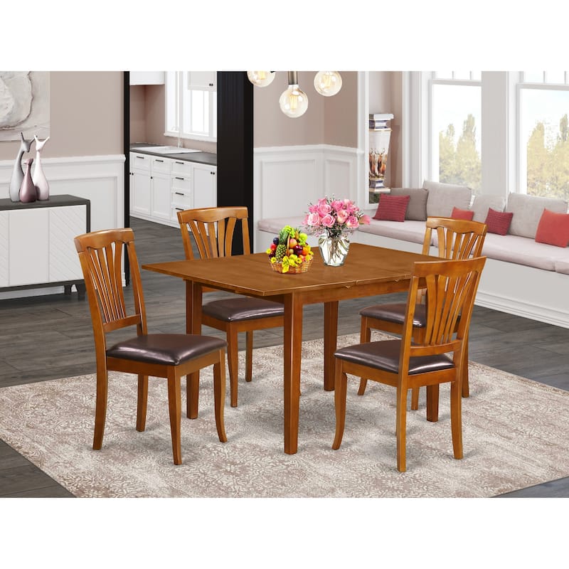 East West Furniture 5 Piece Kitchen Table Set- a Rectangle Dining Room Table and 4 Kitchen Chairs, Saddle Brown (Seat Options) - MLAV5-SBR-LC