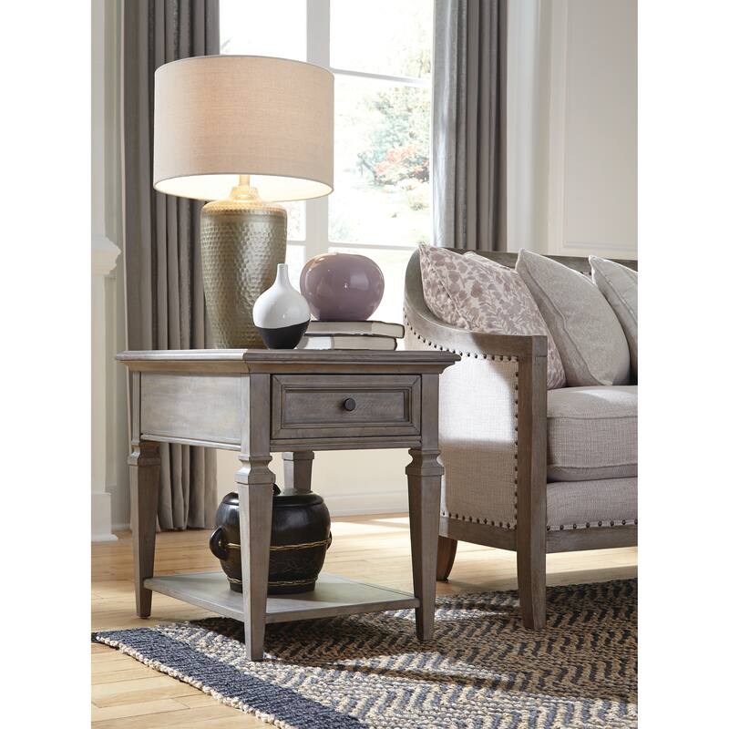 Magnussen Home Lancaster Dovetail Grey Rectangular End Table - 20''W x 26''D x 24''H - 20''W x 26''D x 24''H