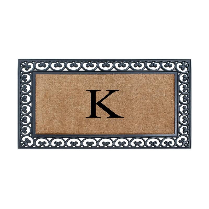 A1HC Natural Rubber and Coir Monogrammed Front Porch Entry Doormat 30"X48" - K