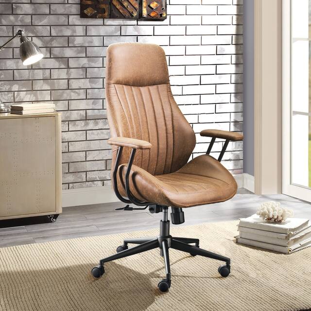 OVIOS Ergonomic Office Chair Modern Computer Desk Chair high Back Suede Fabric Desk Chair with Lumbar Support - Coffee