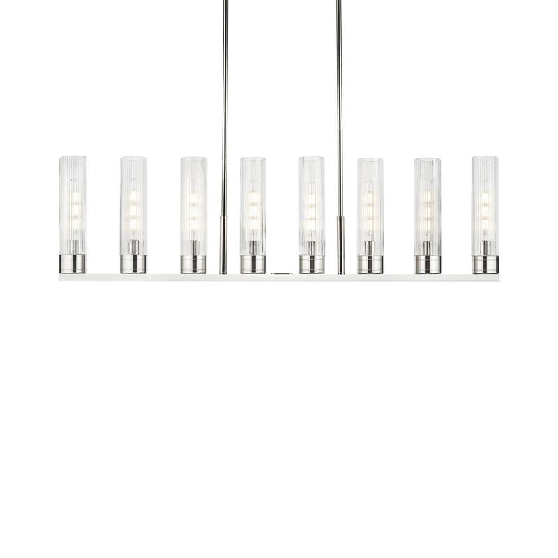 Innovations Lighting 617-8I-14-48 Boreas Linear Boreas 8 Light 48" - Polished Nickel / Striped Clear
