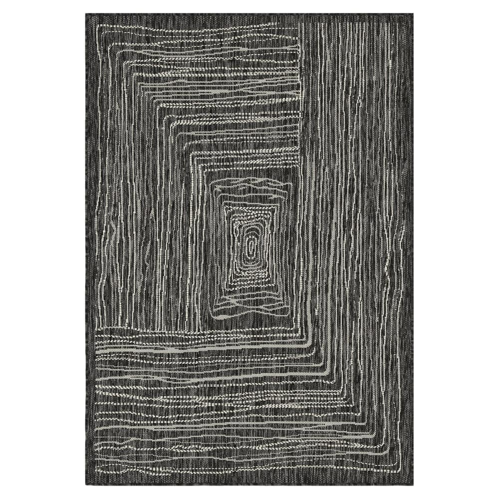 Indoor/Outdoor Area Rug/ Runner/ Doormat- Natural & Black & Blue Color -Machine Washable, Weather and UV Resistant, Waterproof