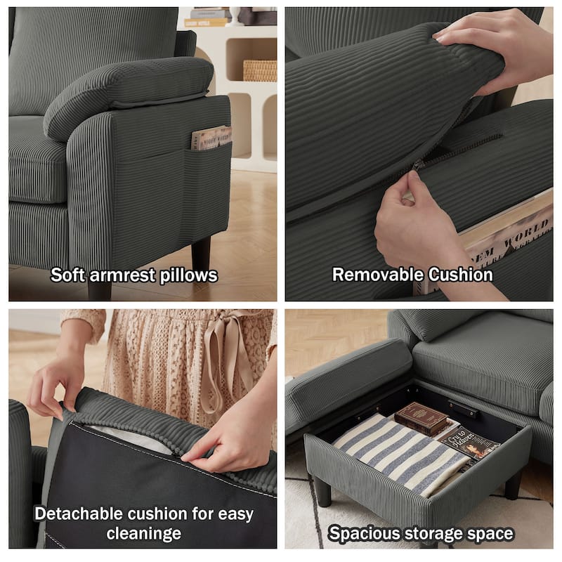 4-Piece Living Room Sectional Sofa Set with Loveseat and Chair