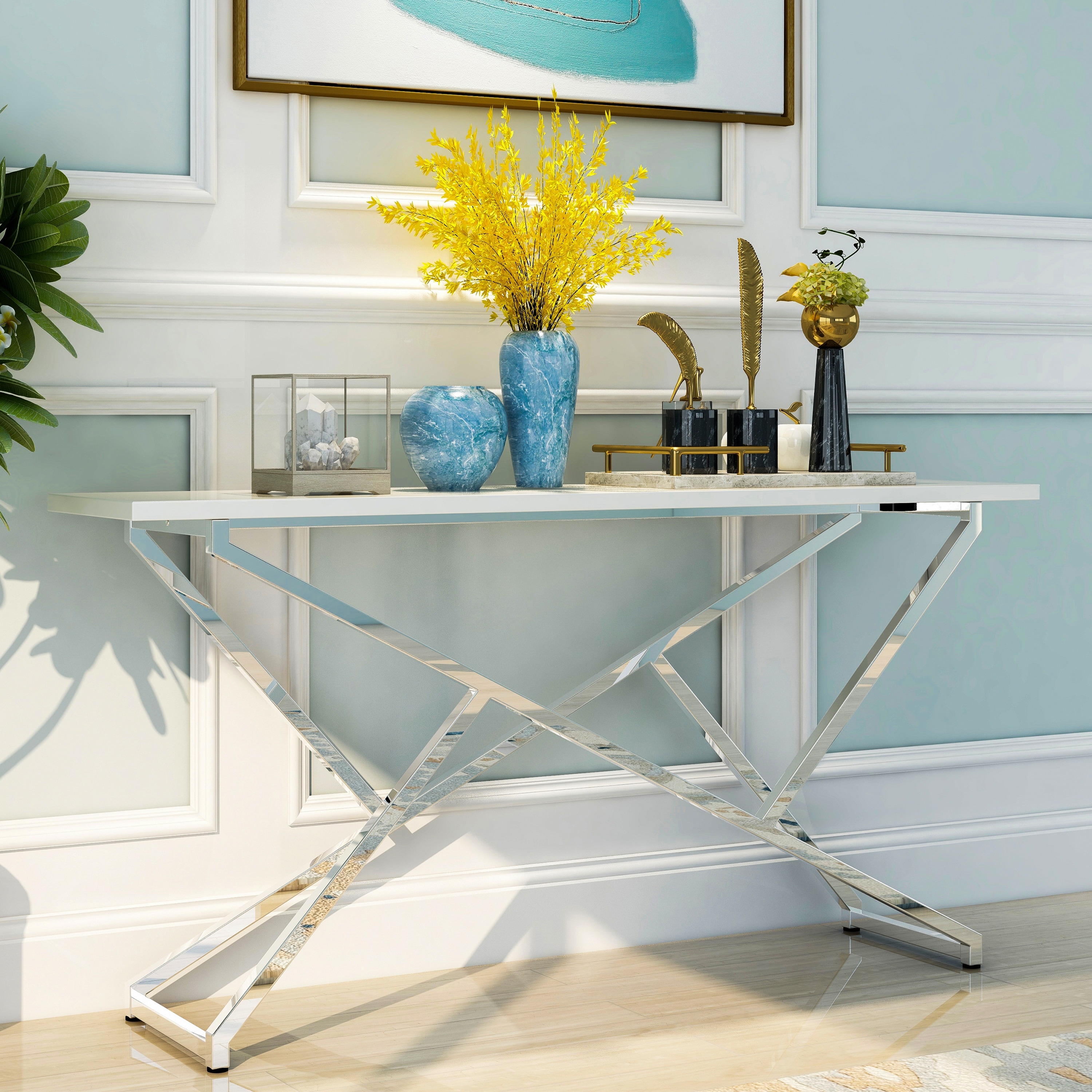 Cano Glam High Gloss White 60-Inch Sofa Table By Furniture Of America - Bed  Bath & Beyond - 33896242