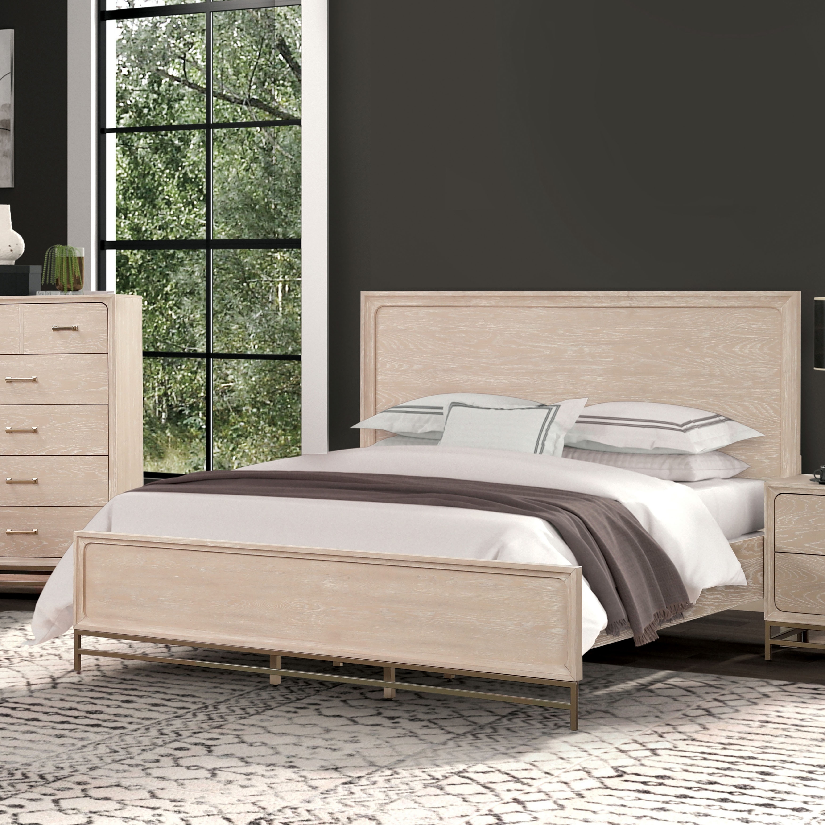 Furniture of America Drayden Light Oak Solid Wood Platform Bed