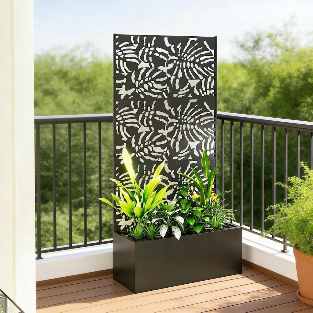 Trellis Screen Planter Box with Drainage for Vegetables, Flowers Vines