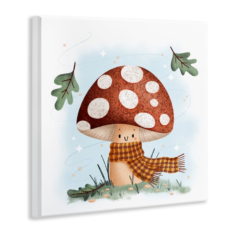 Stupell Happy Mushroom in Scarf Wall Plaque Art Design By Sarah Hickman