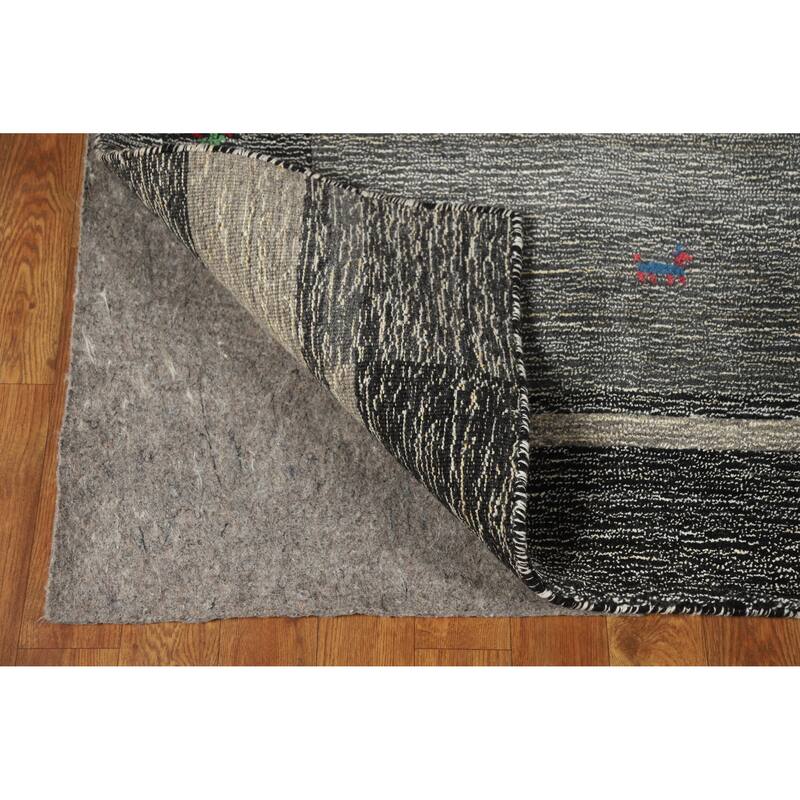 Gray Gabbeh Indian Rug Handmade Wool Carpet - 5'4" x 7'5"