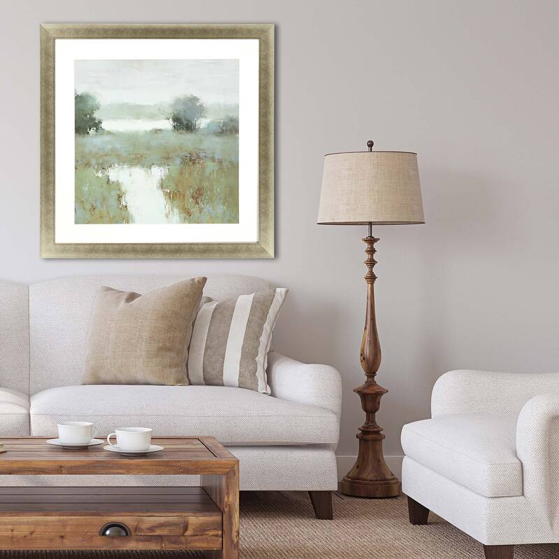 Trees and Creek II Framed Art Giclee Under Glass - Green
