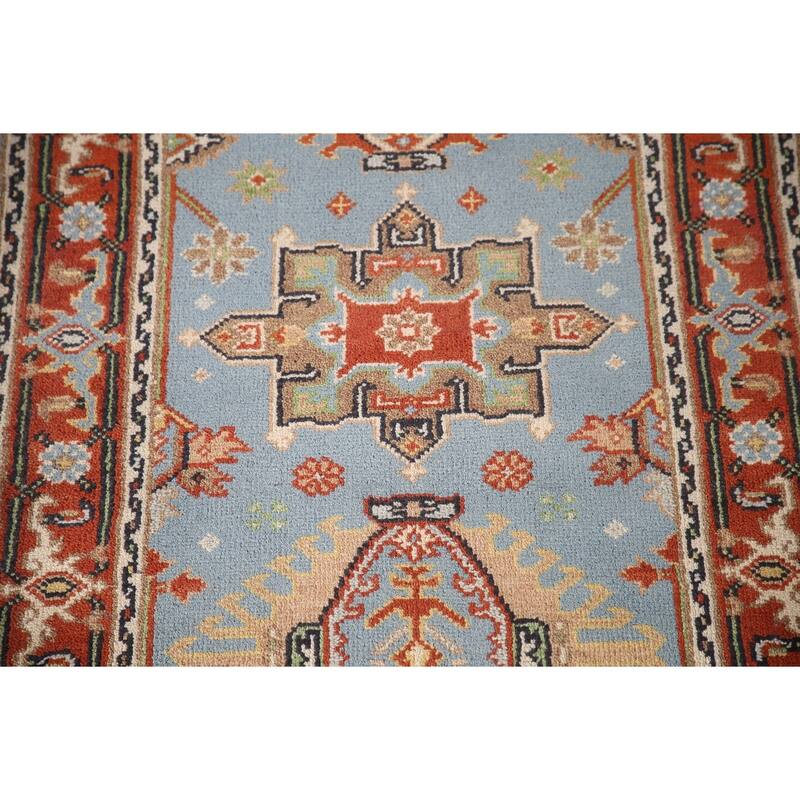Light Blue Kazak Indian Area Rug Hand-knotted Wool Carpet - 3'2"x 5'1"