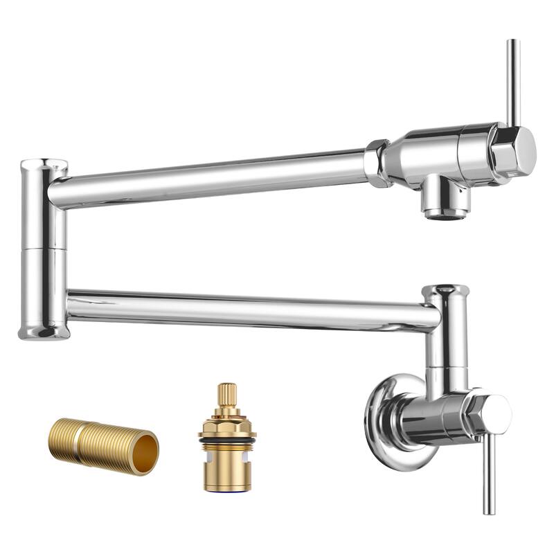 WOWOW Modern Foldable Filling Faucet with Dual-Joint Swivel Arm - Polished Chrome
