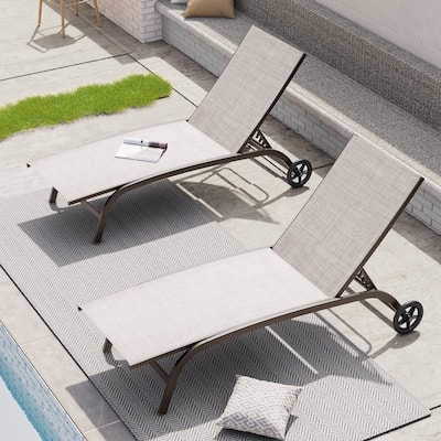 Crestlive Outdoor Adjustable Chaise Lounge Chairs with Wheels - See the Picture