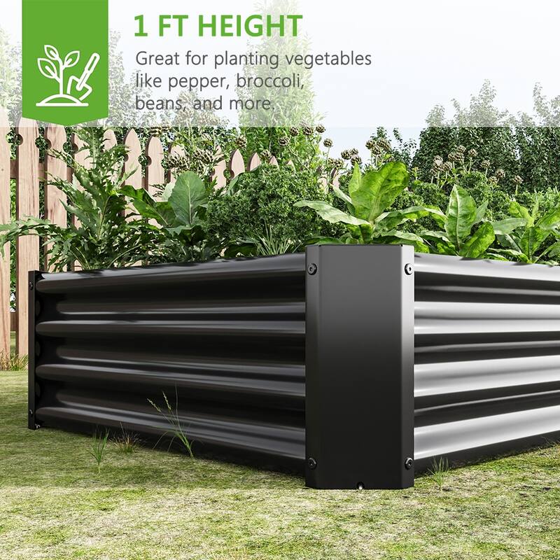 Outdoor Galvanized Metal Raised Garden Bed Kit - 6 x 3 x 1 ft