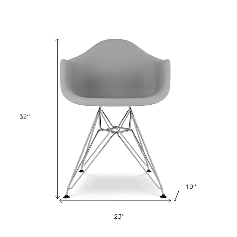Gray And Silver Heavy Duty Plastic Dining Arm Chair