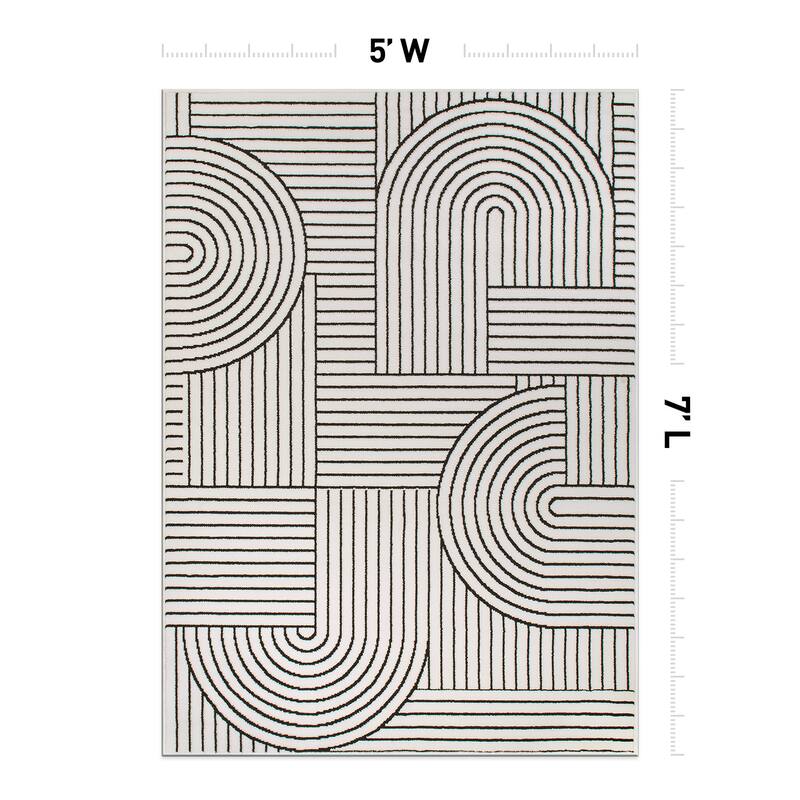 World Rug Gallery Contemporary Stripe Arch Design Area Rug