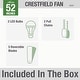 preview thumbnail 8 of 18, Hunter 52" Crestfield Low Profile Ceiling Fan with 3-Light LED Light Kit and Pull Chain - Casual, Farmhouse, Rustic