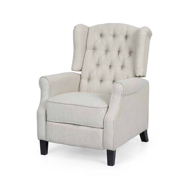 Beige Fabric Push Back Recliner with Button Tufted Design by Christopher Knight Home